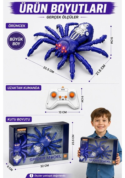 Duvarda Ve Tavanda Giden Rc Örümcek 2.4 Ghz Uzaktan Kumandalı Led Işıklı Şarjlı Oyuncak
