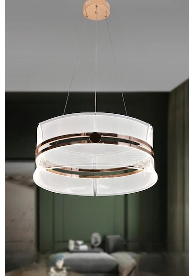 3 Renk Işıklı Modern Sarkıt Led Avize Kasa Salon,oda ,mutfak Yelken 45 Cm Gold Kasa