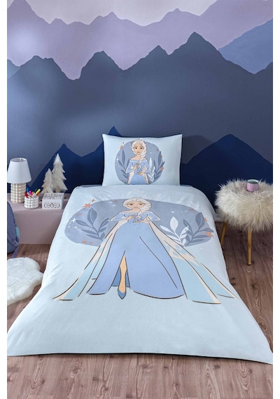 Frozen Ice Queen Tek Kişilik Disney Lisanslı Lastikli Çocuk Nevresim Takımı İndigo