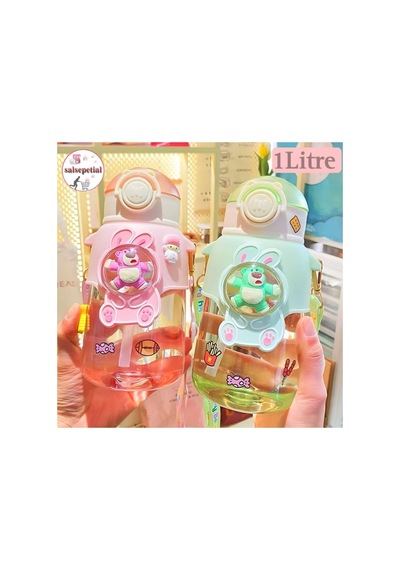 Ayıcık Su Matarası Ayıcıklı Suluk Figürlü Su Şişesi Ayıcık Matara 1000ml Pembe