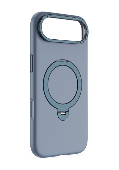 Apple Uyumlu iPhone 17 Air Kılıf M-safe Şarj Özellikli Metal Standlı Sıvı Silikon Lenyes Ck223 Kapak Mavi Mavi