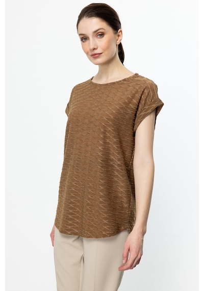 On Minimalist Oversize Kadın Bluz - Yuvarlak Yaka Kısa Kol Mocca On Minimalist Oversize Kadın Bluz - Yuvarlak Yaka Kısa Kol Mocca