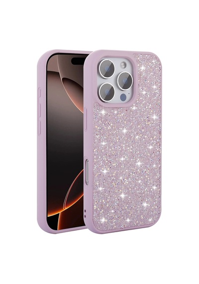 Zore İphone 16 Pro Kılıf Parlak Taşlı Tasarım Nvth Pırlanta Kapak - Pembe