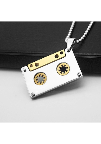 Kaset Kolye Gümüş Gold Paslanmaz Çelik 316l