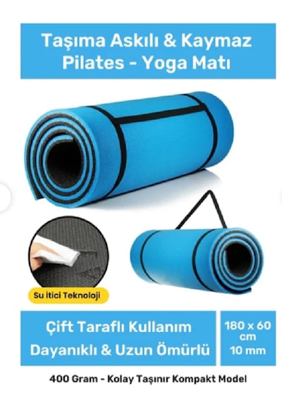 Pilates Minderi 10mm Yoga Matı Mavi - Siyah