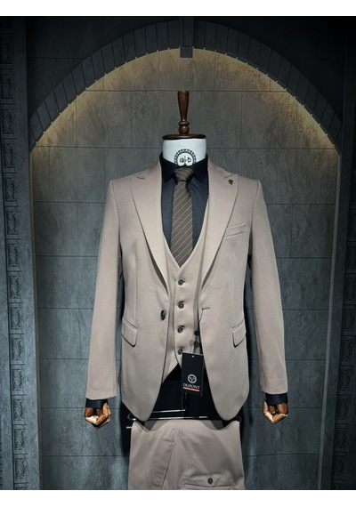 Dupont Classics Dupont Erkek Slim Fit 6 Drop Tek Düğme Çift Yırtmaç Likralı Zara Kumaş Yelekli Takım Elbise Açık Kahverengi Dupont Classics Dupont Erkek Slim Fit 6 Drop Tek Düğme Çift Yırtmaç Likralı Zara Kumaş Yelekli Takım Elbise Açık Kahverengi