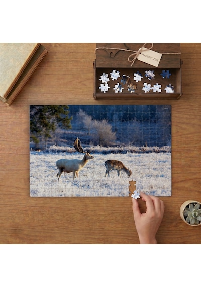 Karda Ren Geyikleri Tasarımı 240 Parça Ahşap Puzzle Ahşap Kutuda Mpy40148