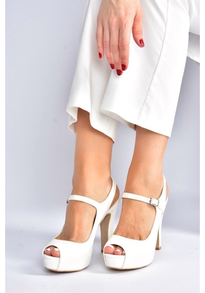 Fox Shoes Beyaz Platform Topuklu Kadın Ayakkabı M348007009 Beyaz
