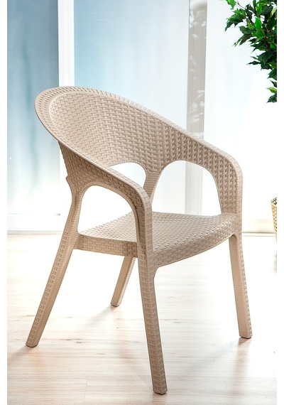Garden Rattan Cappucino Masa Takımı Bahçe&balkon - 1 Masa 4 Sandalye Siyah