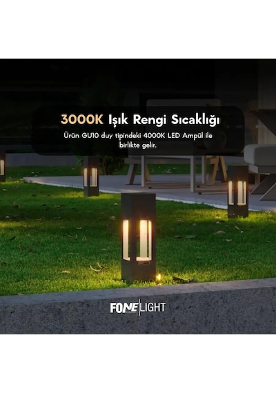 Aka Alüminyum Yürüyüş Yolu Bollard Bahçe Aydınlatması 35 Cm Antrasit