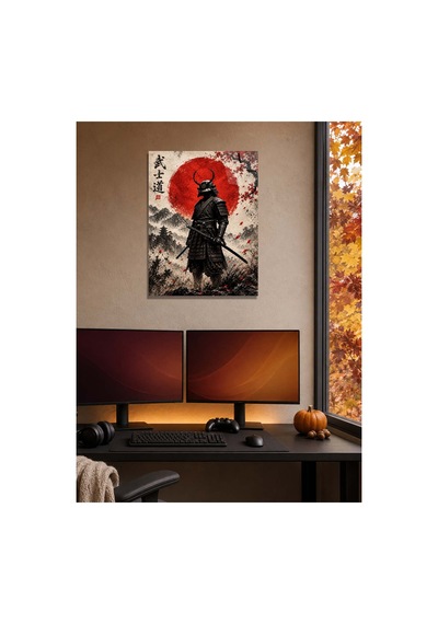 Japon Samuray Temalı Metal Tablo - Kırmızı Güneş Savaşçı Duvar Dekoru, Metal Poster Wall Art Çok Renkli - 924523301 Çok Renkli - 924523301 Çok Renkli