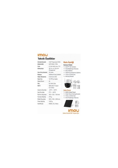Imou Kıt Ipc-b7c-3m0weh/fsp12-typec 3 Mp Dış Ortam Bataryalı 4g Kamera Ve Solar Panel Kiti Cell Pt 2c Kit Imou Kıt Ipc-b7c-3m0weh/fsp12-typec 3 Mp Dış Ortam Bataryalı 4g Kamera Ve Solar Panel Kiti Cell Pt 2c Kit