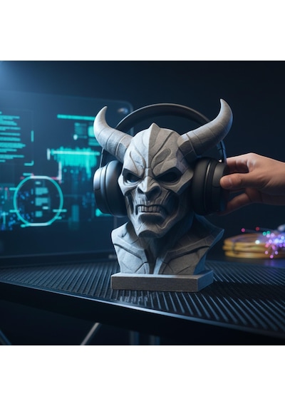 Happy3dworld Siber İblis Kulaklık Standı, 3d Baskı Cyberpunk Büst Dekor