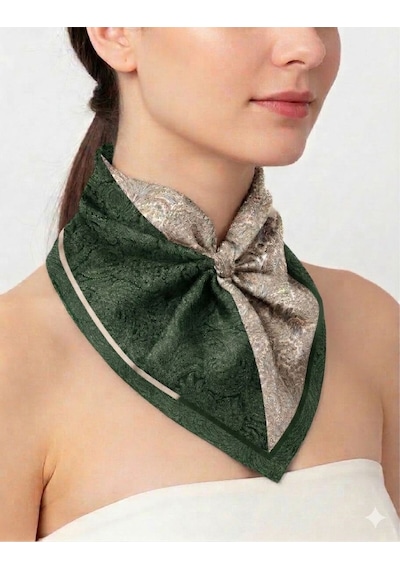 Tarzını Seç Yeşil Royal Fular / Bandana / Aksesuar 48x48 Cm