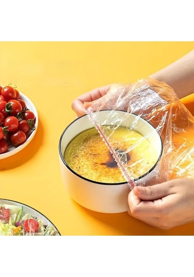 Promosyonca 100 Adet Yeniden Kullanılabilir Elastik Yiyecek Koruyucu Kapak, Esnek Yiyecek Kapağı, Fa Sku: Smg8690010237453 Açık