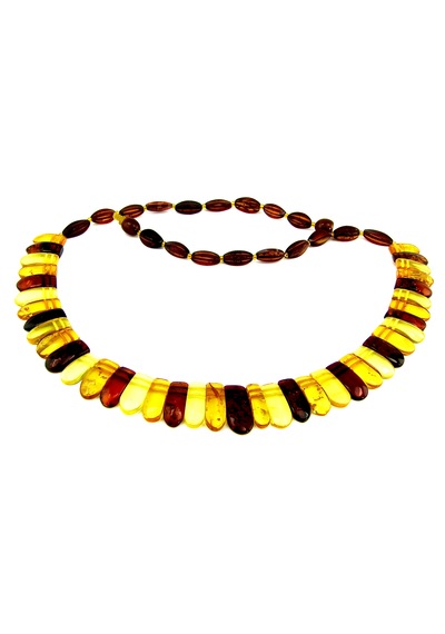 Ambergold Kehribar Tasarim Gerdanlık Kolye Kly290 Sarı - Turuncu