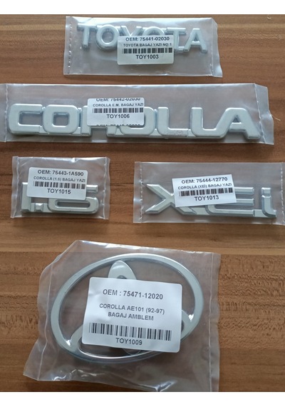 Toyota Corolla Bagaj Yazısı 1.6 Ve Xei Yazı Ve Arka Bagaj Arması