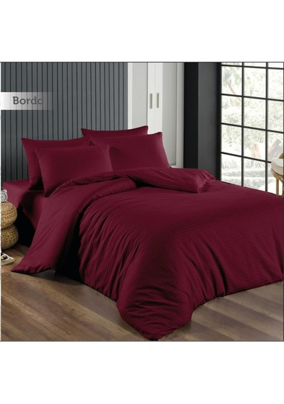 Bordo Saten Nevresim Takımı Bordo