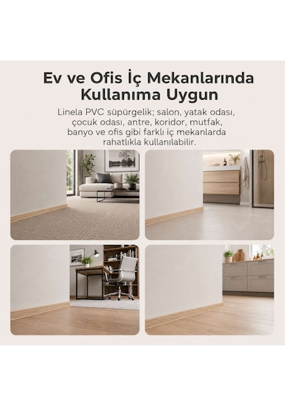 Linela Suya Dayanıklı Pvc Süpürgelik 8 Cm - Canberra Meşe - Lnl406
