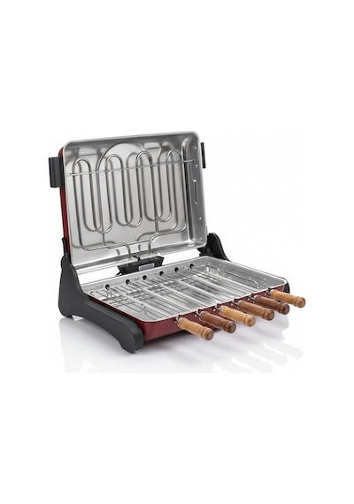 Ab670 1200w Kırmızı Elektrikli Izgara, Kokusuz &amp Dumansız Mangal, Barbekü, 6 Adet Krom-nikel Kaplama Şiş Diğer