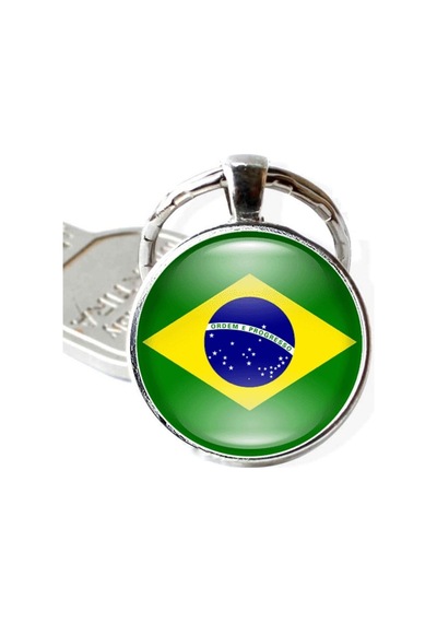 Tamgacrafts Brezilya Brazil Bayrağı Metal Anahtarlık Ülke Temalı Hediyelik Çok Renkli
