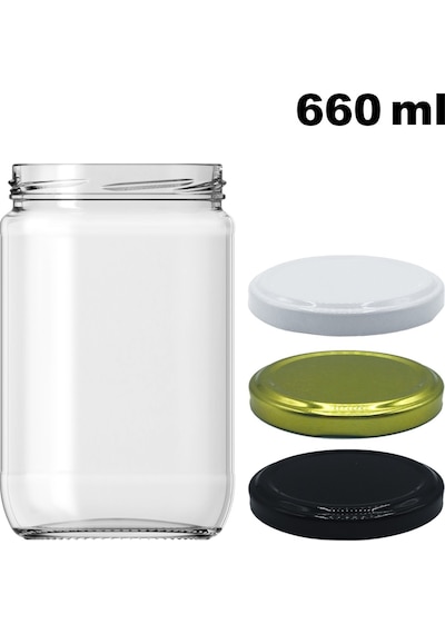 Afracam Metal Kapaklı Şeffaf Cam Kavanoz Siyah 660 ML