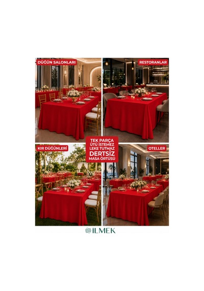 Dertsiz Dikdörtgen Masa Örtüsü 320x220cm - Dikişsiz Ütü İstemez - Düğün Davet Organizasyon Otel Restoran Kırmızı Kırmızı Dertsiz Dikdörtgen Masa Örtüsü 320x220cm - Dikişsiz Ütü İstemez - Düğün Davet Organizasyon Otel Restoran Kırmızı Kırmızı
