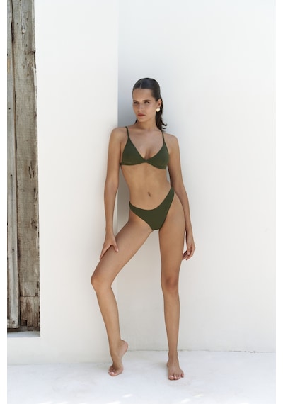 Mai Collection Mai Studios Co. Bintang Ayarlanabilir Üçgen Haki Bikini Üstü Haki