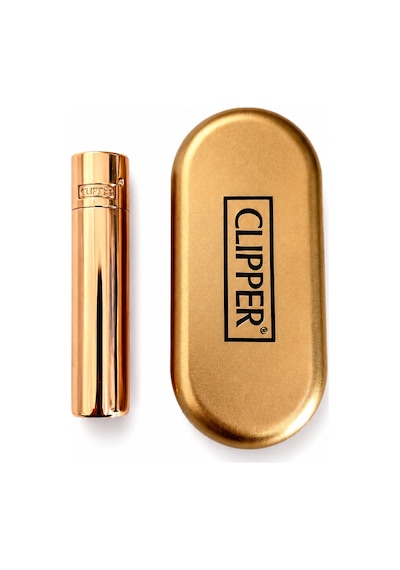 Clipper Desenli Metal Gaz Dolumlu Çakmak Özel Kutulu Premium Model Sarı