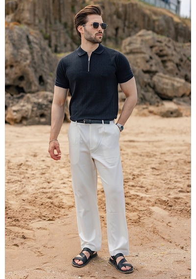 Madmext Antrasit Regular Fit Polo Yaka Triko Erkek Tişört E7503