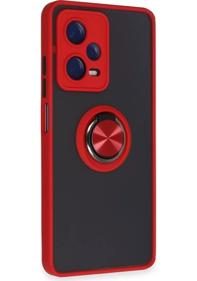 Newface Xiaomi Redmi Note 12 5g Kılıf Montreal Yüzüklü Silikon Kapak - Kırmızı