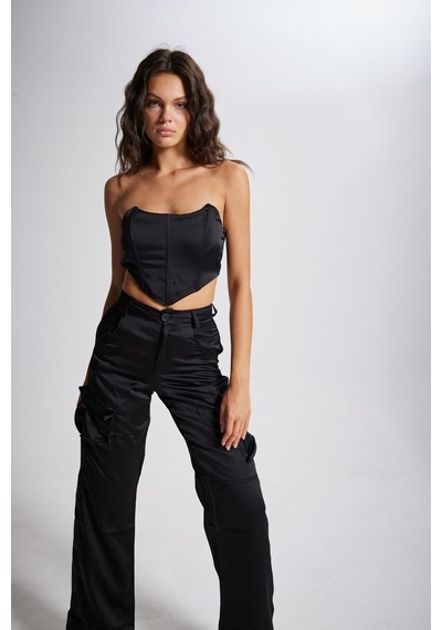 Holly Lolly Crop Model Balenli Saten Maddy Büstiyer Siyah