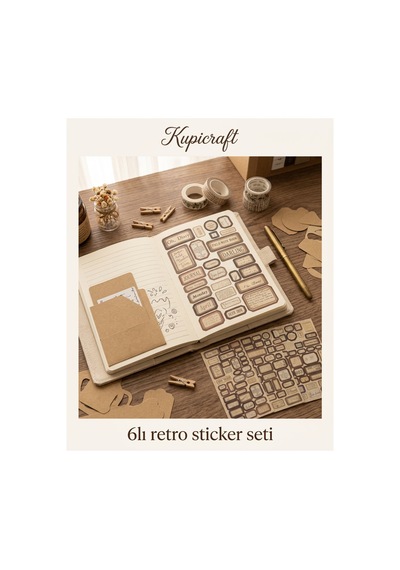6 Sayfa Retro Sticker Seti Autumn - Ajanda - Scrapbook- Journal - Planner - 927000618 Diğer
