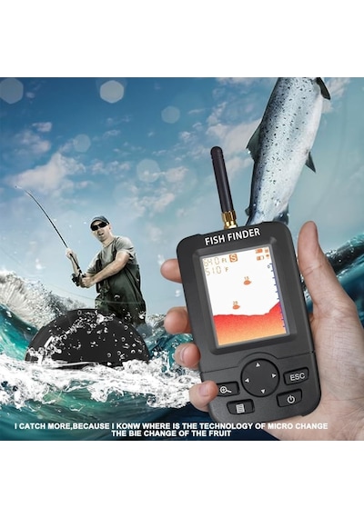 Wireless Balık Bulucu Akıllı Sonar Teknolojisi Lcd Ekranlı Kablosuz Balık Tespit Cihazı