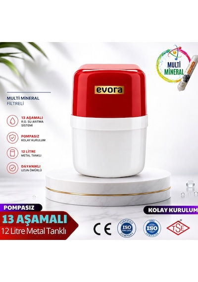 13 Aşamalı 12 Lt Kapalı Şeffaf Kasa Pompasız Su Arıtma Cihazı