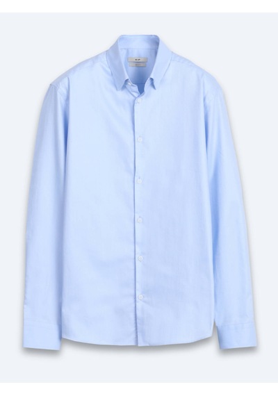 Kip Mavi Çizgili Regular Fit Uzun Dokuma Casual %100 Pamuk Gömlek