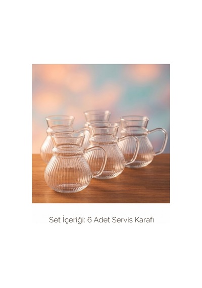 Keyf Çay Borosilikat Çizgili Cam Bardağı Seti 200ml Renkli