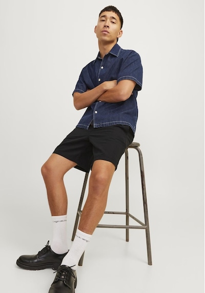 Jack & Jones Erkek Keten Karisimli Jogger Sort - Jaiden 12248629 Black Vizon