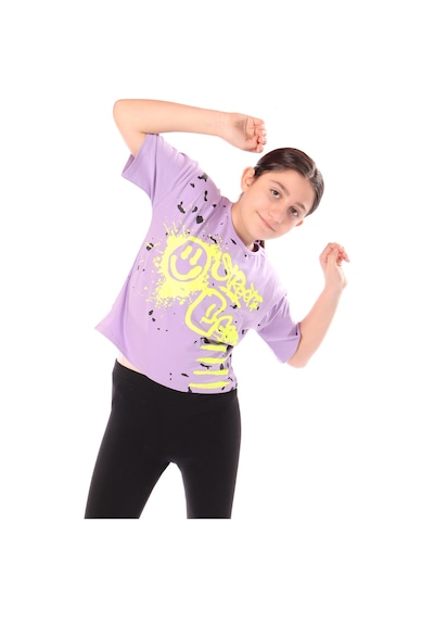Toontoy Kids Toontoy Kız Çocuk Baskılı Tişört Lila