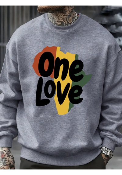Startmore Startmoreone Love Afrika Kıtası Baskılı Sweatshirt Erkekler Bisiklet Yaka Kıyafetler Sonbahar Polar Ka Gri