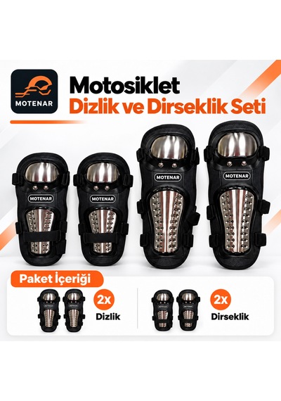 Motenar Motosiklet Dizlik Dirseklik Seti Delikli 4 Parça Siyah
