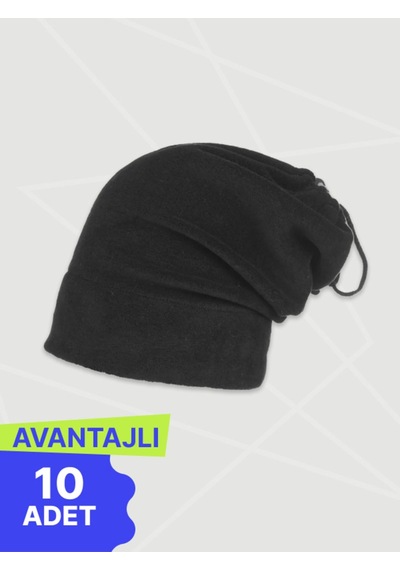 Arc Giyim Siyah Polar Bere Ve Boyunluk - 10'lu Paket Soğuk Havalara Özel Termal Koruma