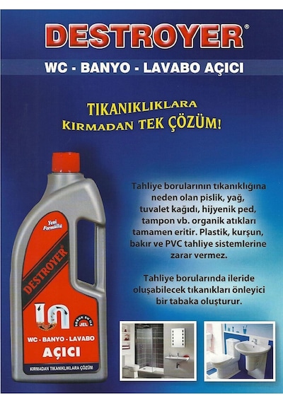 Lavabo Ve Gider Açıcı Sıvı 1500 Ml 2750 Gr