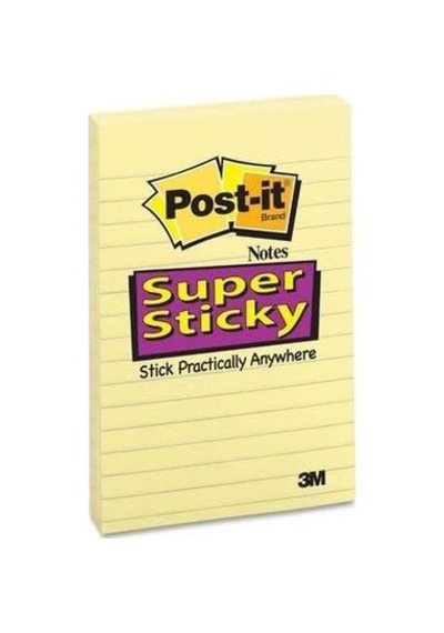 Süper Yapışkan Notlar, 4x6, 4 Ped, 2x Yapıştırma Gücü, Kanarya Sarı, Geri Dönüştürülebilir 4621-sscy