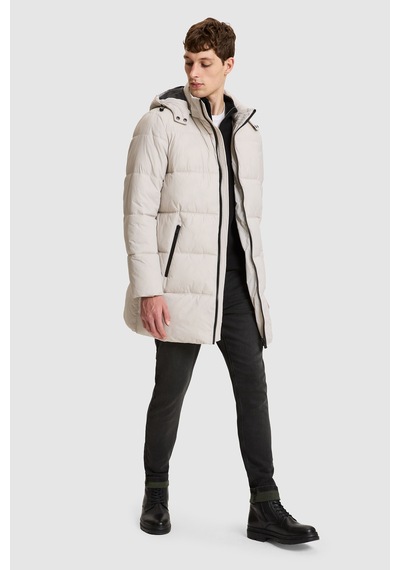 U.S. Polo Assn. Erkek Taş Kapüşonlu Yaka Regular Fit Ara Boy Fermuarlı Cepli Kaban 50328178-vr049 Taş Rengi