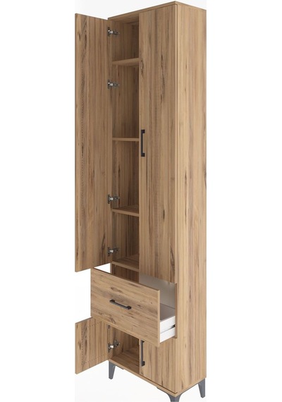 Arges Dolap 4 Raflı Tek Çekmeceli 4 Kapaklı 60x30x243 Çam-çam Çam