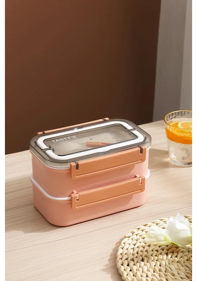 Vagonlife Çift Katmanlı Paslanmaz Çelik Beslenme Kabı-1600 Ml Beslenme Kutusu Pembe ..