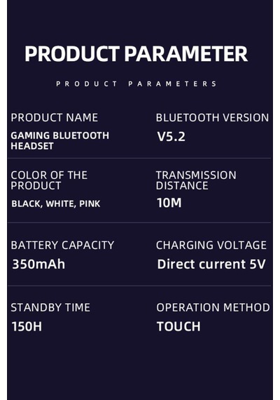 G10 Bluetooth Oyuncu Kulaklık Düşük Gecikmeli Kablosuz Dokunmatik Gaming Bluetooth Oyuncu Ku