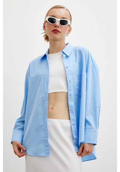 Never More Regular Fit Poplin Gömlek Açık Mavi