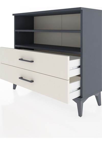 Arges Şifonyer 2 Raflı 2 Çekmeceli 88x30x80 Antrasit-aytaşı Antrasit